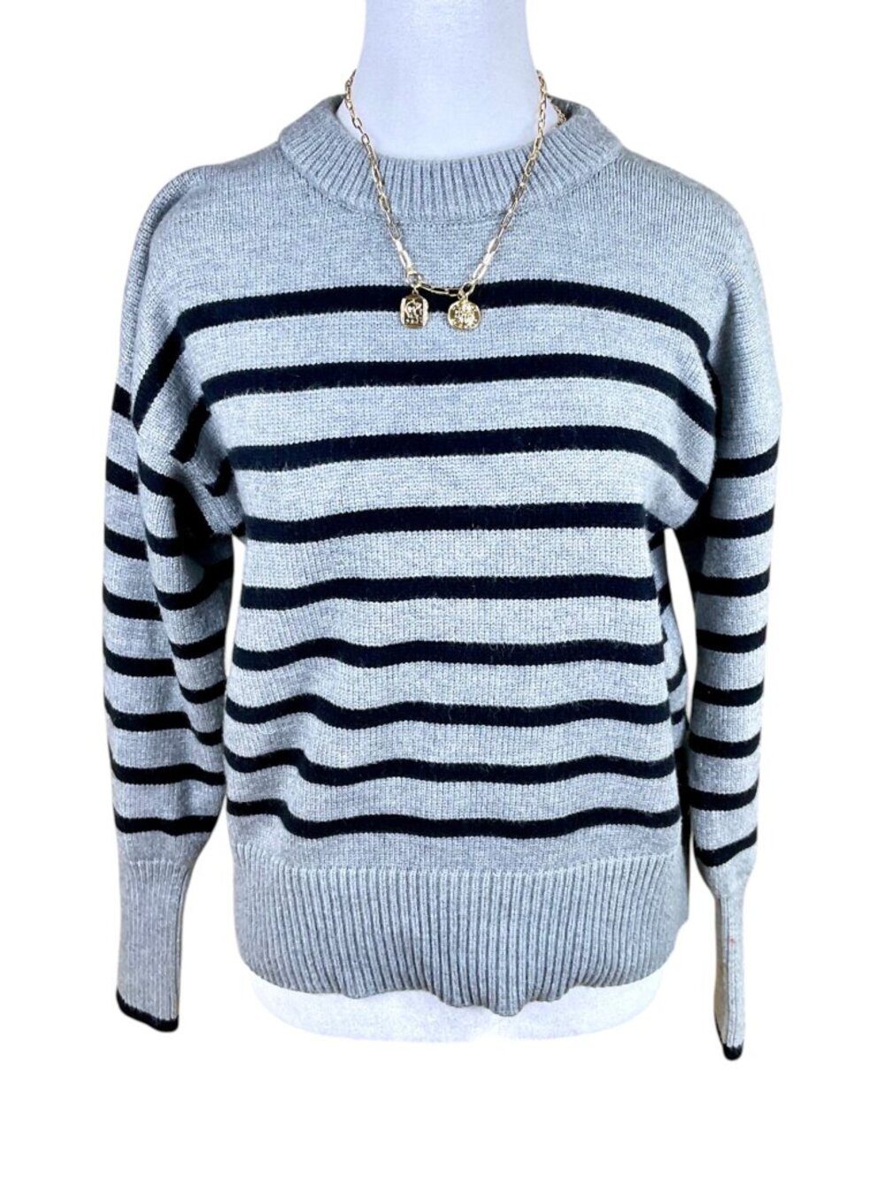 Philosophy Sweater Striped Gray & Black Vegan Classic (S)